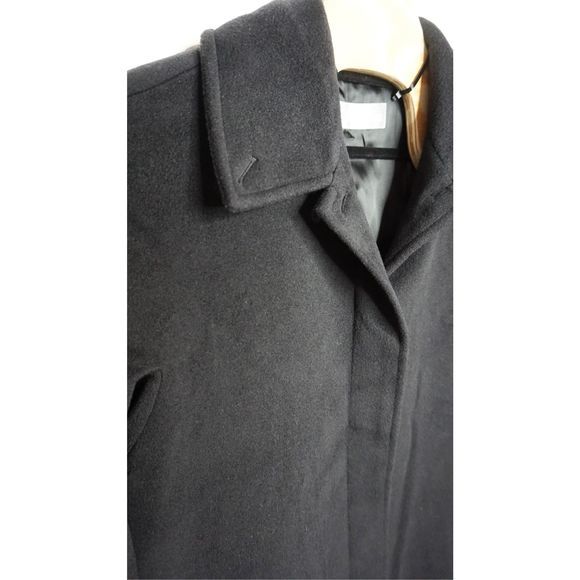 Max Mara Single Breasted Concealed‎ Buttons Long Black Wool Coat US 12 Women's - Picture 4 of 12